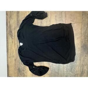Motherhood Maternity Black V-Neck Sweater‎ with Roll-Tab Sleeves, Size XL